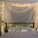 ANJANIYA Ombre Wall Hanging Bohemian Tapestry, Metallic Wall Art Bedspread, Psychedelic Hippie Mandala Dorm Décor for Hanging, Bedding, Beach Coverlet Curtain, Gold, 54"X60"