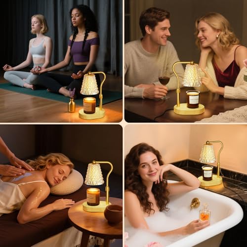 Candle Warmer Lamp with Timer Dimmer, Birthday Gifts for Women Mom, Height Adjustable Wax Melt Warmer for Jar Candles with 2 Bulbs, House Warming Gifts New Home Decor