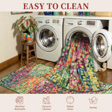 Colorful Abstract 2x6 Washable Runner Rug, Modern Non Slip Runner Rugs