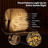 Book Lover Gift, Folding Book Lamp Decor, Portable Print Book Light | 1200mAh Rechargeable Night Light, Paper Desk Lamp, Reading Bookshelf Lamp, Gift for Women & Readers & Christmas (Black）