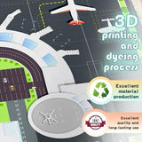 Play Rug for Kids Playroom, 2x3 Airport Carpet with City Road Traffic System and Aircraft Runway, Airport Playmat Airplane Rugs Non-Slip Washable Area Mat for Boys Bedroom