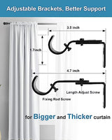 HOSKO Black Curtain Rod, 1-Inch Window Curtain Rods Set - Curtain Rods for Windows 30-84 Inches - Including Three Mounting Brackets