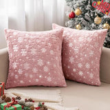 MIULEE Christmas Decorations Pillow Covers 20x20 Pink Silver Snowflake