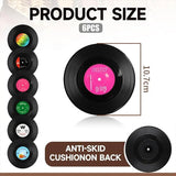 6pcs Funny Retro Vinyl Record Coasters for Drinks Creative Music Drink Coasters for Music Lovers Home Decor Housewarming Gift Wedding Gift Ideas