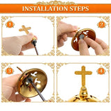 TOPZEA Catholic Incense Burner with Tong, Gold Metal Bakhoor Frankincense Resin Burner, Brass Plated Charcoal Incense Censer Stand with Cross for Christian Church, Home, Yoga, Spa Aromatherapy