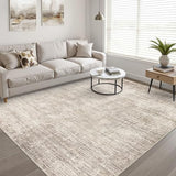 8x10 Area Rugs Living Room: Washable Large Neutral Brown Rug Abstract Soft Modern Stain Resistant Indoor Floor Non-Slip Carpet for Bedroom Nursery Kids Office Playroom Dining Room Under Table Home