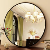 HARRITPURE Round Mirror 30 Black Wall Mounted Circle Mirrors Vanity Mirror with Brushed Aluminum Alloy Frame Modern Decoration for Bathroom, Living Room, Vanity, Bedroom, Entryway