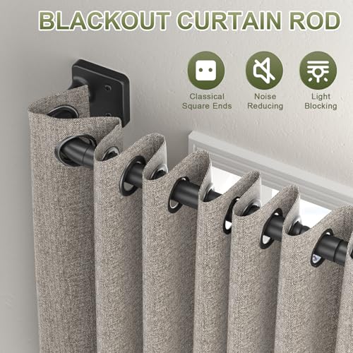 Curtain Rods for Windows 36 to 60 inch, 5/8" Blackout Wrap Around Curtain Rod Telescoping Adjustable for Sliding Door Bedroom Kitchen RV, Black (36"-63")