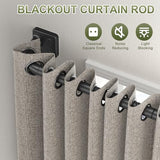 Curtain Rods for Windows 36 to 60 inch, 5/8" Blackout Wrap Around Curtain Rod Telescoping Adjustable for Sliding Door Bedroom Kitchen RV, Black (36"-63")