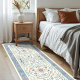 2x5 Runner Rug Washable: Non Slip Small Rugs for Kitchen Blue Ivory