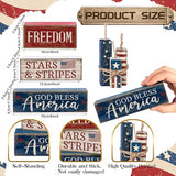 CroBlissful 4 Pcs 4th of July Decorations Patriotic Memorial Day Tabletop Decorations Red White Blue Table Centerpieces Sign for Office Tiered Tray Home Shelf 250th Anniversary(Freedom)