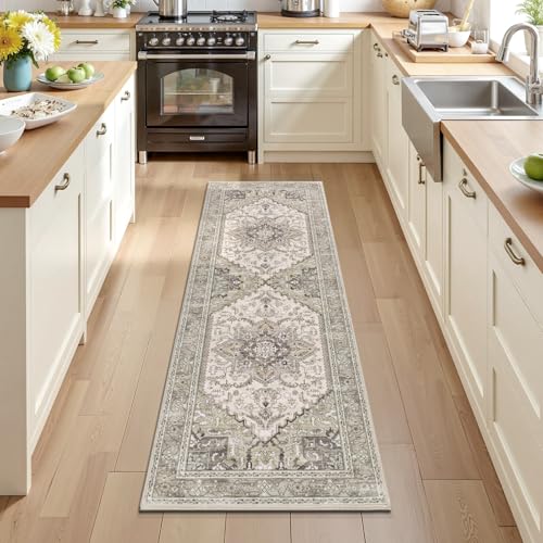 2x6 Boho Washable Kitchen Runner Rug with Non Slip Rubber Backing