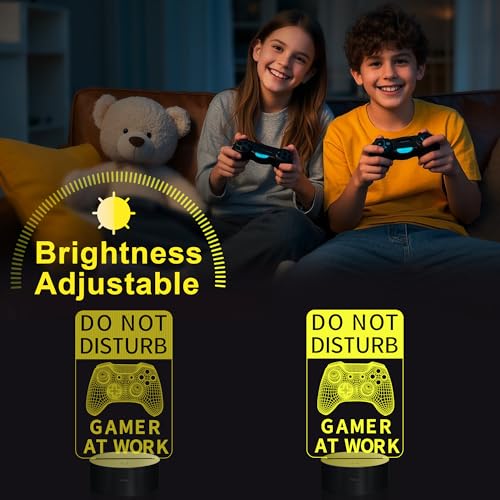 YuanDian Do Not Disturb Gamer at Work Night Light,Gamepad Graphic Video Games Gamer Gift Funny 3D Illusion Lamp 16 Colors Changing Touch & Remote Control for Men Teenagers and Kids