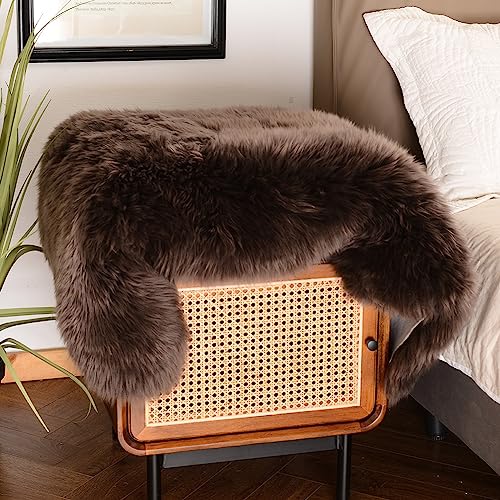 LLB Genuine Sheepskin Area Rug Wool Rug Fur Carpet Fluffy Shaggy Fur Rug for Living Room Kids Bedroom Real Sheepskin Throw Lambskin Rugs Sofa Chair Seat Covers (Chocolate Brown, 2 x 3 ft Sheepskin)