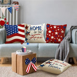 4th of July Pillow Covers 18x18 Set of 4 America Flag Stars Independence Day Decorations Home of The Free Memorial Day Patriotic Throw Cushion Case for Home Sofa Couch