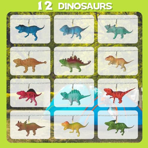12 LED Dinosaur String Lights Battery Operated Dinosaur Lights String Realistic Looking Dino Lights for Boys Bedroom Garden Patio Decoration（8 Mode
