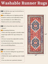 SERISSA Boho Washable Runner Rug, 2x6 Rug Runner Non-Slip Vintage Rust Hallway Kitchen Runner Rug Ultra Soft Print Distressed Tribal Floor Carpet Runner for Bedroom Bathroom Laundry Living Room