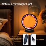 Runyansghi Amethyst Night Lamp 8.6'' Natural Healing Crystal Bedside USB Port 3 Colours Dimming Mode Bedroom Suitable Light for Living Room Office Home Decor Ideal Gift