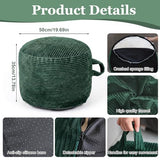 ele ELEOPTIO Round Stuffed Pouf Ottoman Corduroy Poufs with Foam Chunk Filling Pouf Foot Stool Storage Ottoman, 20 X 15 Floor Poufs Foot Rest for Living Room Green