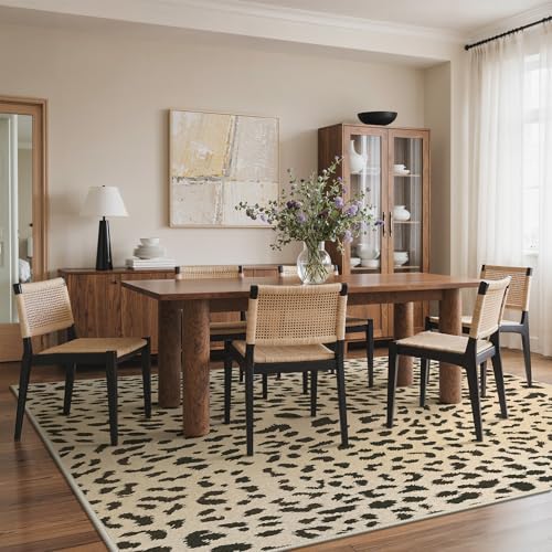 Leopard Print Rugs 9x12 Washable Area Carpet for Living Room Bedroom