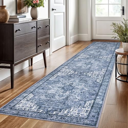 2.6x10 Washable Runner Rug, Non Slip Area Rug for Hallway Kitchen