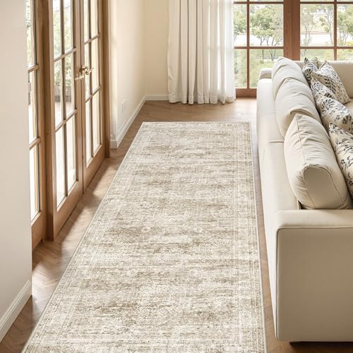 3x8 Runner Rug Non Slip,Washable Hallway Runner Rug,Brown