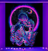 TUGCAY Blacklight Skull Tapestry Glow in the Dark Tapestry Kissing Lovers Tapestries Skeleton Neon Trippy Moon Stars Vertical Posters Wall Hanging Decor for Bedroom Aesthetic – 51.2” x 59.1”