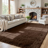 5x7 Fluffy Shag Area Rugs for Living Room Bedroom: Soft Plush Carpet Brown