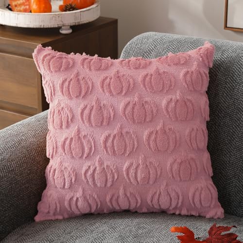 DFXSZ Fall Pillow Covers 20x20 2Pcs Pink Pumpkin Fall Decorations for Home
