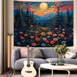 kampdream Landscape Tapestry, Scenery Art Wall Tapestries, Nature Wall Decor for Bedroom Living Room Backdrop Sunset Wildflowers 36×48 inches