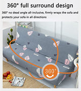 YOPOIY Printed Fitted Armless Sofa Cover Furniture Protector Stretch Folding Futon Cover Anti-Slip Soft Futon Slipcover with Elastic Bottom, for Pets -21-120-150cm