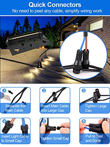 5W Retaining Wall Lights,7 inch LED Hardscape Lighting Low Voltage Landscape Paver Lights 12V 24V Step Lights Outdoor IP66 Waterproof 3000K Soft White Stair Deck Lighting (8 Pack+Connectors)