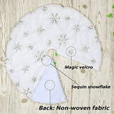 Faux Fur Christmas Tree Skirt,48 inches Large Luxury Tree Skirt with Sliver Snowflake Sequin, Christmas Decorations Holiday Thick Plush Tree Xmas Ornaments（White and Silver,48 Inch）