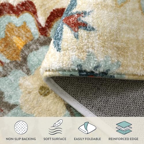 Lahome Floral Living Room Rug - 3x5 Area Rugs for Bedroom Entryway Rug