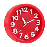 Creative Silent Alarm Clock Students Children Bedside Electronic Clock-Circular (Red)