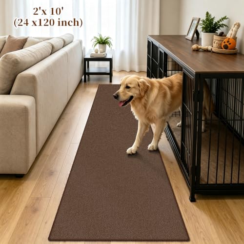 Waterproof 2x10 Rug Runners for Hallways Non Slip for Dogs, Textured Brown