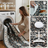 2x3 Washable Hallway Runner Rug - Non-Slip Stain Resistant Runner Rug Durable Kitchen Rugs and Mats Non Skid Waterproof Indoor Carpet Ultra Soft Runner for Living Room Bedroom Bathroom (Black, 2X3)