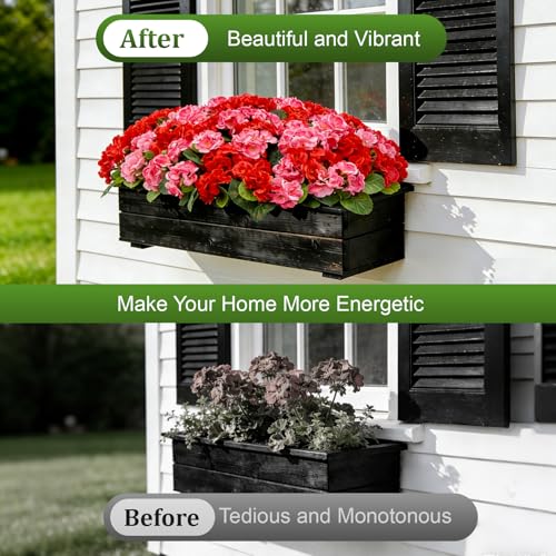 8 Bundles Artificial Geranium Fake Flowers for Outdoor UV Resistant, Outside Spring Red Pink Flower Decoration for Home Kitchen Table Cemetery Garden Planter, Front Door Silk Faux Plants