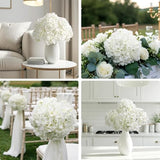 Auihiay 10PCS Hydrangea Artificial Flowers, Faux White Flowers for Wedding Centerpieces, DIY Bouquets, Bridal Shower, Floral Decor Home Decoration with Stems (VASE NOT Included)