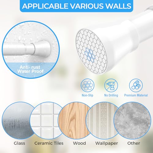 AIZESI 2PCS Small Tension Curtain Rod 16-26 Inch Adjustable White Curtain Rods No Drilling 7/8" Diameter Short Spring Loaded Curtain Rods for Window, Kitchen, Closet, Cupboard, Bookshelf