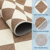 GarveeHome Checkered Hallway Runner Rug 2.5x8 Brown Kitchen Rug Non Slip