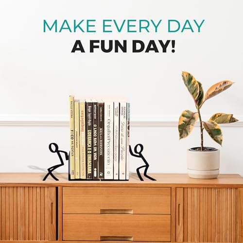Figurine Bookends with Book-Holding Characters - Steel with Epoxy Coating - Decorative Pair o – lifestyle view