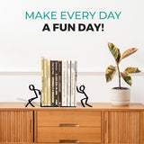 Figurine Bookends with Book-Holding Characters - Steel with Epoxy Coating - Decorative Pair o – lifestyle view
