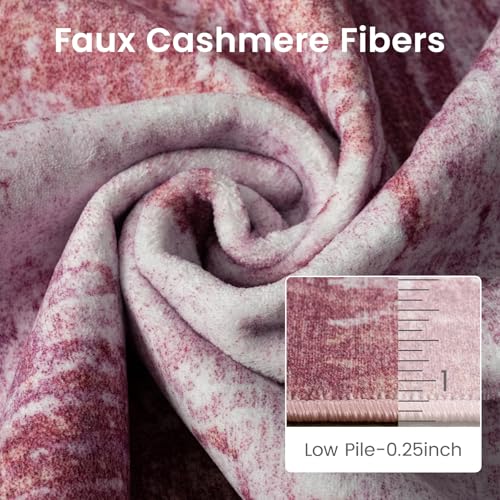 5x7 Pink Washable Area Rug Non-Slip Faux Wool Abstract Rug