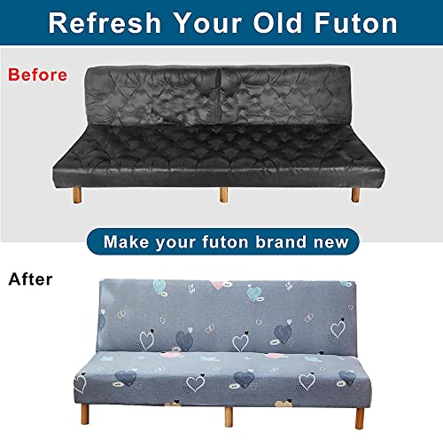 YOPOIY Stretch Futon Cover Elastic Feature Rich Textured High Polyester Futon Slipcover Printed Armless Sofa Cover with Elastic Bottom -10-160-190cm