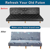 YOPOIY Stretch Futon Cover Elastic Feature Rich Textured High Polyester Futon Slipcover Printed Armless Sofa Cover with Elastic Bottom -10-160-190cm