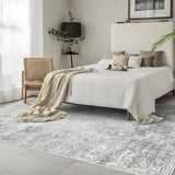 Washable 5x7 Abstract Area Rug: Non Slip Large Rugs for Living Room Grey