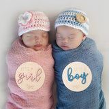Gender Reveal Sign for Baby Birth: 3Pcs It's A Boy Girl & Hello World Announcement Sign for Hospital - Wooden Newborn Welcome Board for New Boys and Girls