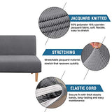 H.VERSAILTEX Armless Futon Cover Stretch Sofa Bed Slipcover Protector Elastic Feature Rich Textured High Spandex Small Checks Jacquard Fabric Futon Cover, Machine Washable, Gray