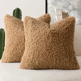 Foindtower Decorative Fuzzy Faux Fur Throw Pillow Covers 20x20 Inch Bronze